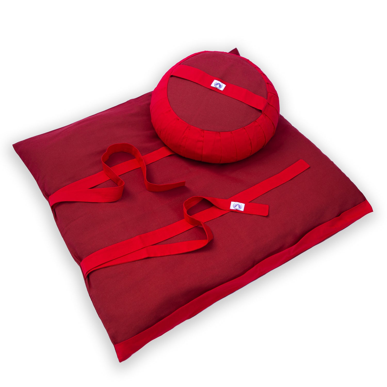 Set da meditazione monocromatico rosso con zafu