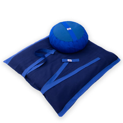 Set da meditazione monocromatico blu con zafu