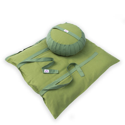 Set da Meditazione Monocromatico Verde con Zafu