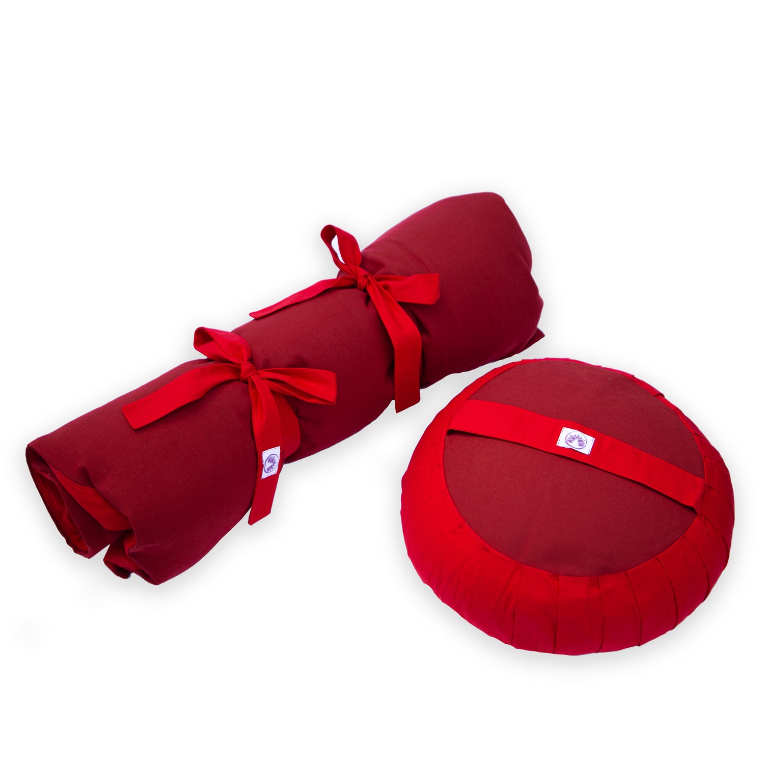 Set da meditazione monocromatico rosso con zafu